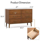 COMMODES : Intérieur + Extérieur Commode 6 tiroirs Riverstone Mid-Century Modern avec système anti-basculement Noyer