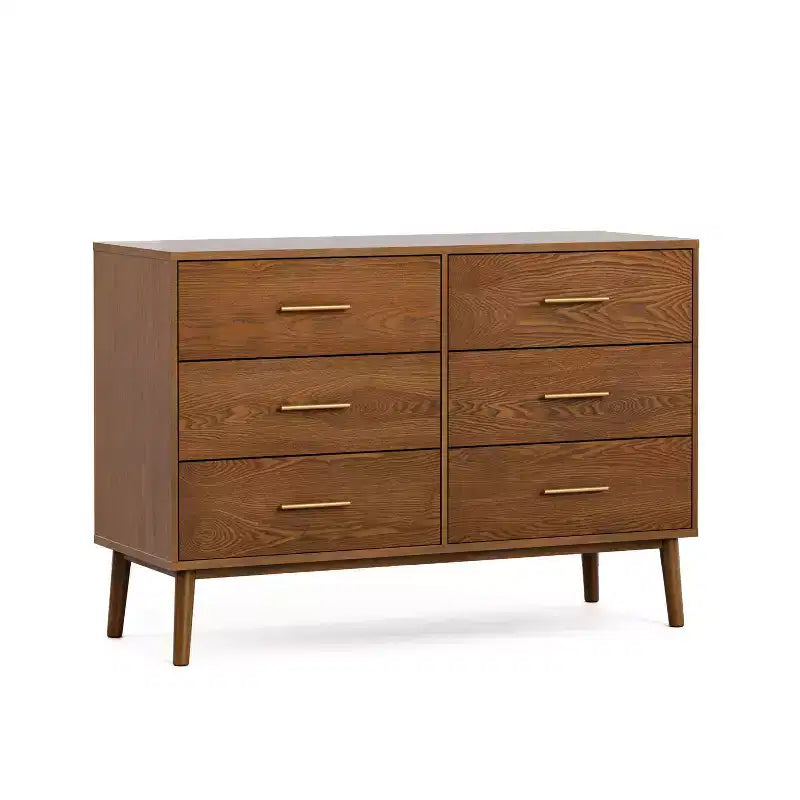 COMMODES : Intérieur + Extérieur Commode 6 tiroirs Riverstone Mid-Century Modern avec système anti-basculement Noyer