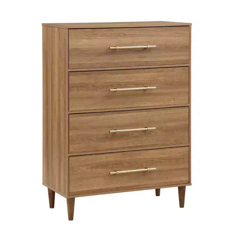 MAISON : Intérieur + Extérieur Commode 4 tiroirs Esigne Mid-Century Chêne clair
