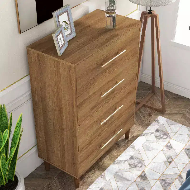 MAISON : Intérieur + Extérieur Commode 4 tiroirs Esigne Mid-Century Chêne clair
