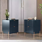 Festivo, table de chevet 2 tiroirs style moderne et élégant, ensemble de 2, couleur marine