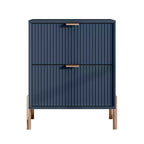 Festivo, table de chevet 2 tiroirs style moderne et élégant, ensemble de 2, couleur marine