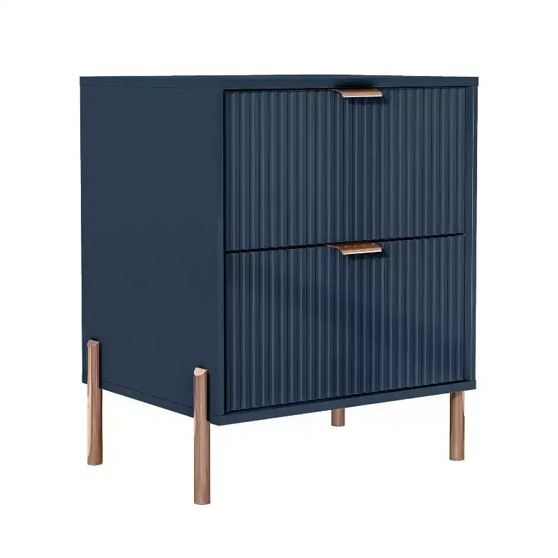 Festivo, table de chevet 2 tiroirs style moderne et élégant, ensemble de 2, couleur marine