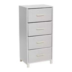 Tour de rangement Household Essentials, blanche : Cadre en panneaux de particules, 4 tiroirs, assemblage par un adulte requis
