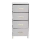 Tour de rangement Household Essentials, blanche : Cadre en panneaux de particules, 4 tiroirs, assemblage par un adulte requis
