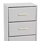 Tour de rangement Household Essentials, blanche : Cadre en panneaux de particules, 4 tiroirs, assemblage par un adulte requis