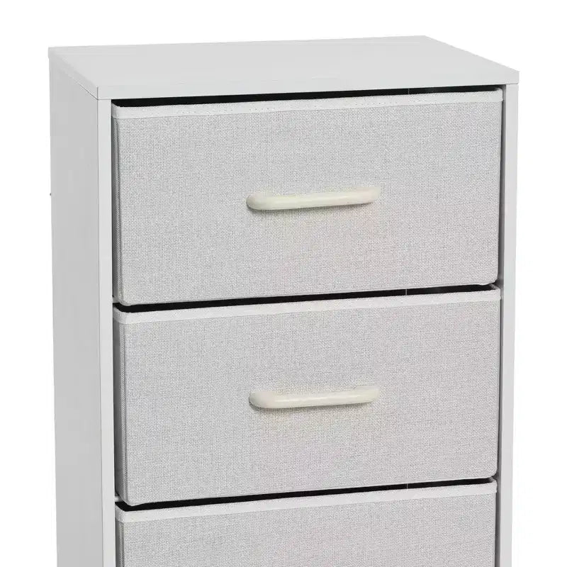 Tour de rangement Household Essentials, blanche : Cadre en panneaux de particules, 4 tiroirs, assemblage par un adulte requis