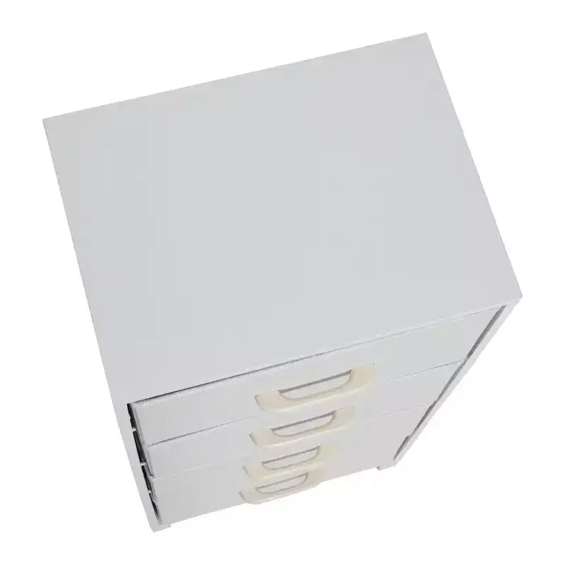 Tour de rangement Household Essentials, blanche : Cadre en panneaux de particules, 4 tiroirs, assemblage par un adulte requis