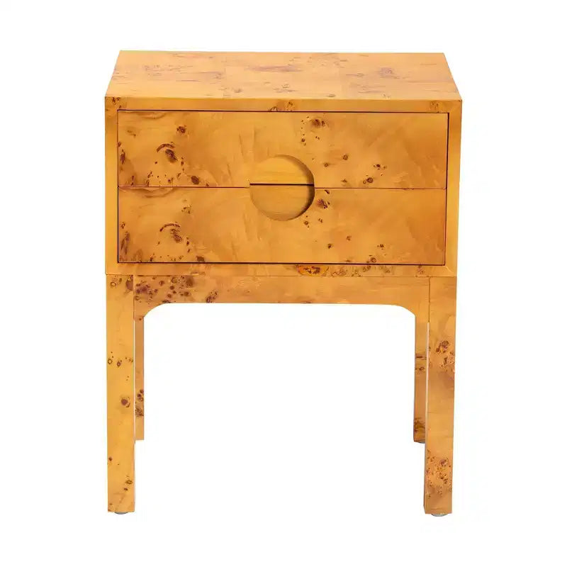 bali & pari Table de chevet Kayla Wood à 2 tiroirs en ronce de Mappa claire