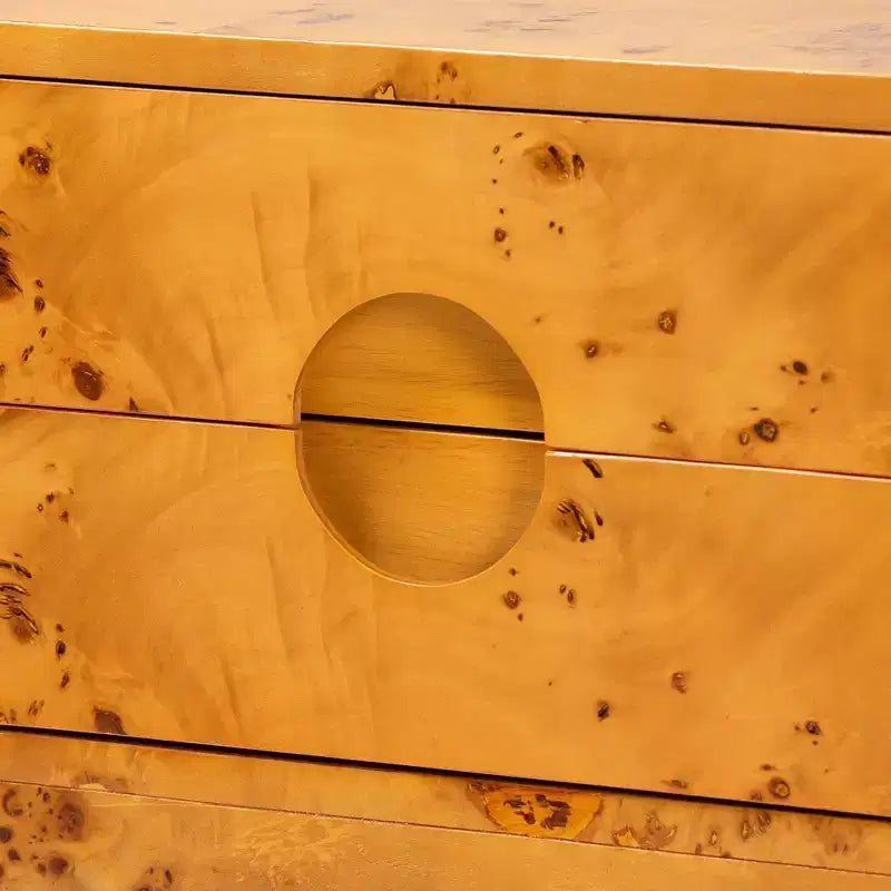 bali & pari Table de chevet Kayla Wood à 2 tiroirs en ronce de Mappa claire