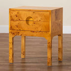 bali & pari Table de chevet Kayla Wood à 2 tiroirs en ronce de Mappa claire