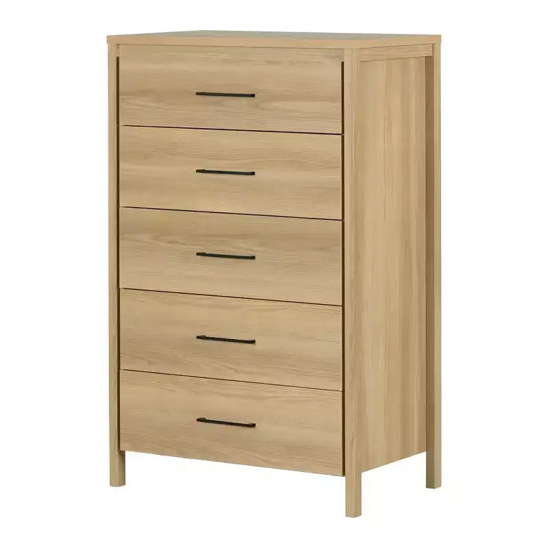 Commode 5 tiroirs South Shore Gravity Frêne naturel : Rangement vertical, Fini stratifié, Meuble de chambre à coucher