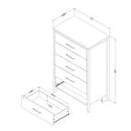 Commode 5 tiroirs South Shore Gravity Frêne naturel : Rangement vertical, Fini stratifié, Meuble de chambre à coucher