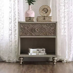HOMES: Inside + Out Table de chevet Del Grande avec port USB, blanc antique/beige