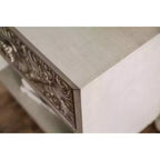 HOMES: Inside + Out Table de chevet Del Grande avec port USB, blanc antique/beige