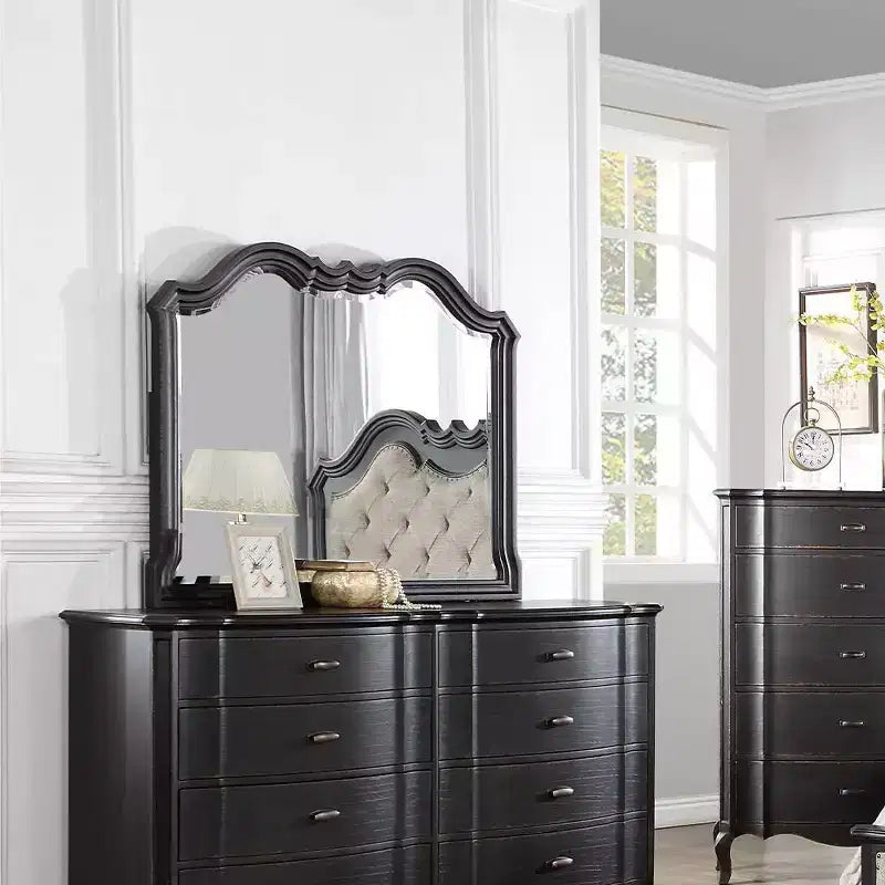 Miroir de commode Acme Furniture Chelmsford, fini noir antique