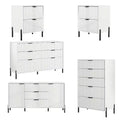 Festivo 5pc Modern Elegance Bedremm Chest and 2 Dressers and 2 Drawer Nightstands Set Off-White
