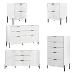Festivo 5pc Modern Elegance Bedremm Chest and 2 Dressers and 2 Drawer Nightstands Set Off-White