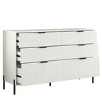 Ensemble de 5 meubles de chambre Festivo élégance moderne : commode, 2 commodes et 2 tables de chevet à tiroirs, blanc cassé