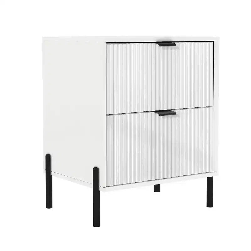 Ensemble de 5 meubles de chambre Festivo élégance moderne : commode, 2 commodes et 2 tables de chevet à tiroirs, blanc cassé