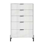 Ensemble de 5 meubles de chambre Festivo élégance moderne : commode, 2 commodes et 2 tables de chevet à tiroirs, blanc cassé
