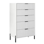 Ensemble de 5 meubles de chambre Festivo élégance moderne : commode, 2 commodes et 2 tables de chevet à tiroirs, blanc cassé