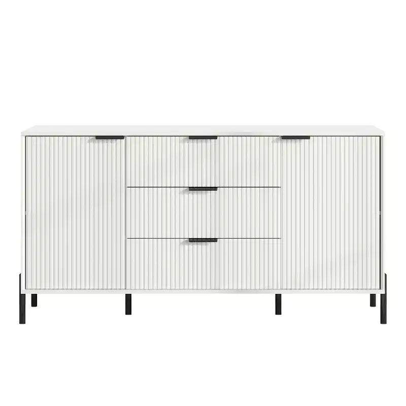 Ensemble de 5 meubles de chambre Festivo élégance moderne : commode, 2 commodes et 2 tables de chevet à tiroirs, blanc cassé