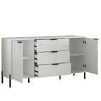 Ensemble de 5 meubles de chambre Festivo élégance moderne : commode, 2 commodes et 2 tables de chevet à tiroirs, blanc cassé