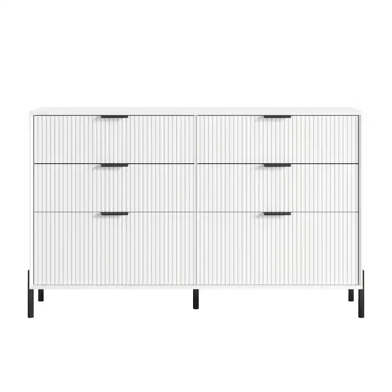 Ensemble de 5 meubles de chambre Festivo élégance moderne : commode, 2 commodes et 2 tables de chevet à tiroirs, blanc cassé