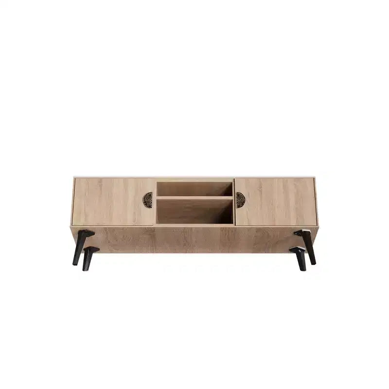 Meuble TV Haley de 140 cm de Manhattan Comfort pour téléviseurs jusqu'à 46 pouces, couleur naturel/beige
