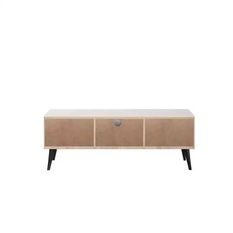 Meuble TV Haley de 140 cm de Manhattan Comfort pour téléviseurs jusqu'à 46 pouces, couleur naturel/beige