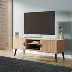 Meuble TV Haley de 140 cm de Manhattan Comfort pour téléviseurs jusqu'à 46 pouces, couleur naturel/beige