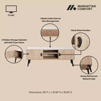 Meuble TV Haley de 140 cm de Manhattan Comfort pour téléviseurs jusqu'à 46 pouces, couleur naturel/beige
