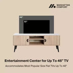 Meuble TV Haley de 140 cm de Manhattan Comfort pour téléviseurs jusqu'à 46 pouces, couleur naturel/beige