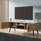 Meuble TV Haley de 140 cm de Manhattan Comfort pour téléviseurs jusqu'à 46 pouces, couleur naturel/beige
