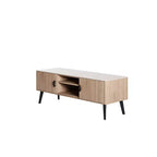 Meuble TV Haley de 140 cm de Manhattan Comfort pour téléviseurs jusqu'à 46 pouces, couleur naturel/beige