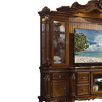 Meubles TV Picardie 115" Chêne Miel - Acme Furniture : Élegants pieds Queen Anne, portes vitrées biseautées, éclairage tactile