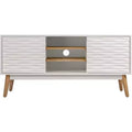 Aurie Media Console French White - Adore Decor: Geometric, Storage, Fits up to 55" TV