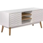 Meuble TV Aurie blanc français – Adore Decor : Géométrique, Rangement, Convient aux téléviseurs jusqu'à 55 po