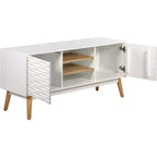 Meuble TV Aurie blanc français – Adore Decor : Géométrique, Rangement, Convient aux téléviseurs jusqu'à 55 po