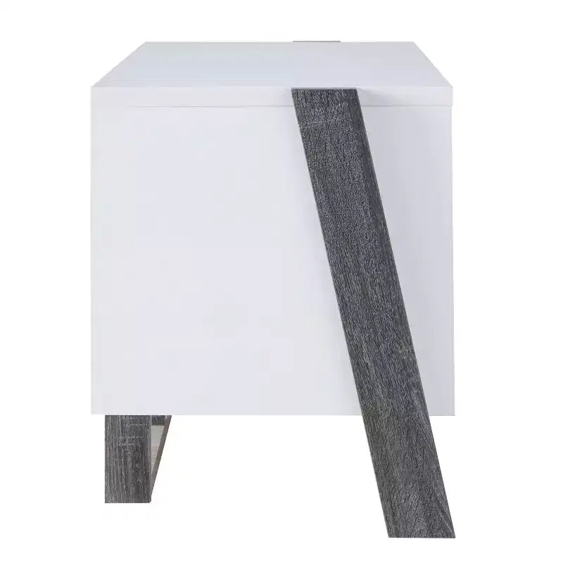 Petit meuble TV Etteridge pour téléviseurs jusqu'à 56 po gris – miBasics : style transitionnel, finition deux tons, tablettes ouvertes et réglables