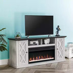 Meuble TV pour téléviseurs jusqu'à 50" aspect bois de sciage blanc cassé - Home Essentials