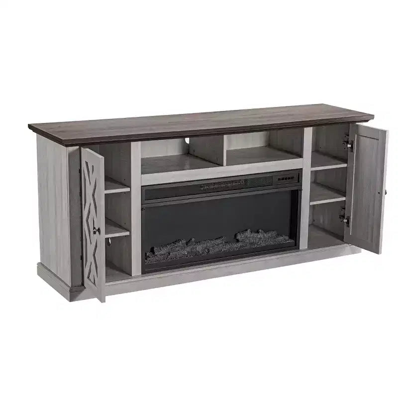 Meuble TV pour téléviseurs jusqu'à 50" aspect bois de sciage blanc cassé - Home Essentials