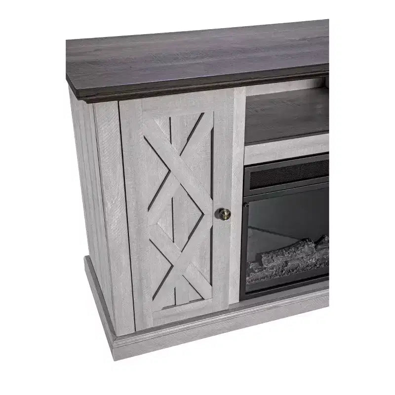 Meuble TV pour téléviseurs jusqu'à 50" aspect bois de sciage blanc cassé - Home Essentials