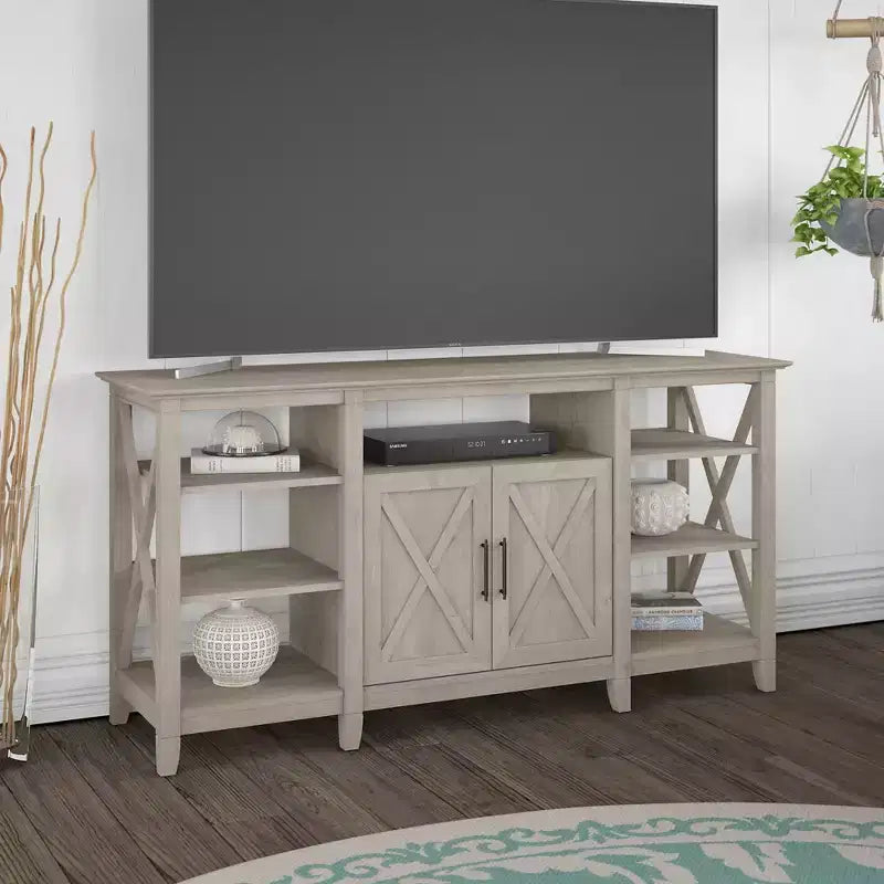 Meuble TV haut Key West pour téléviseurs jusqu'à 70", gris délavé - Bush Furniture