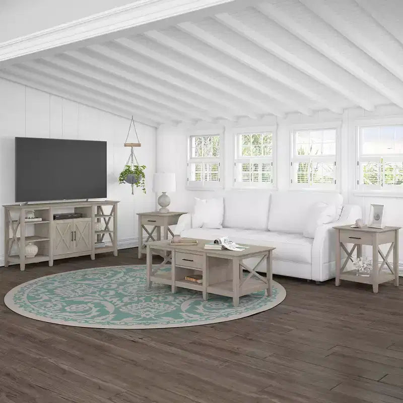 Meuble TV haut Key West pour téléviseurs jusqu'à 70", gris délavé - Bush Furniture