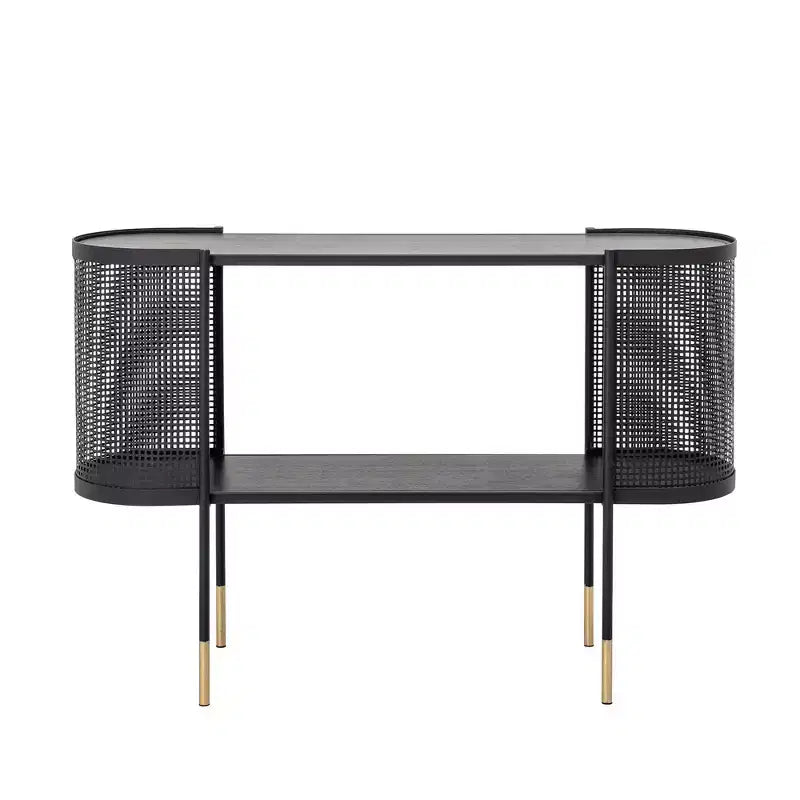Storied Home Metal Console Table with Shelf for TVs up to 40" Black