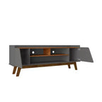 Meuble TV Marcus Mid-Century Modern à 5 étagères pour téléviseurs jusqu'à 65 po : pieds en pin massif, gestion des câbles - Manhattan Comfort