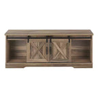 Meuble TV aspect bois recyclé pour téléviseurs jusqu'à 60 pouces avec portes coulissantes style grange marron - EveryRoom : Meuble console de style rustique moderne