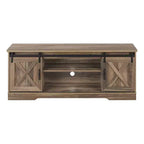 Meuble TV aspect bois recyclé pour téléviseurs jusqu'à 60 pouces avec portes coulissantes style grange marron - EveryRoom : Meuble console de style rustique moderne